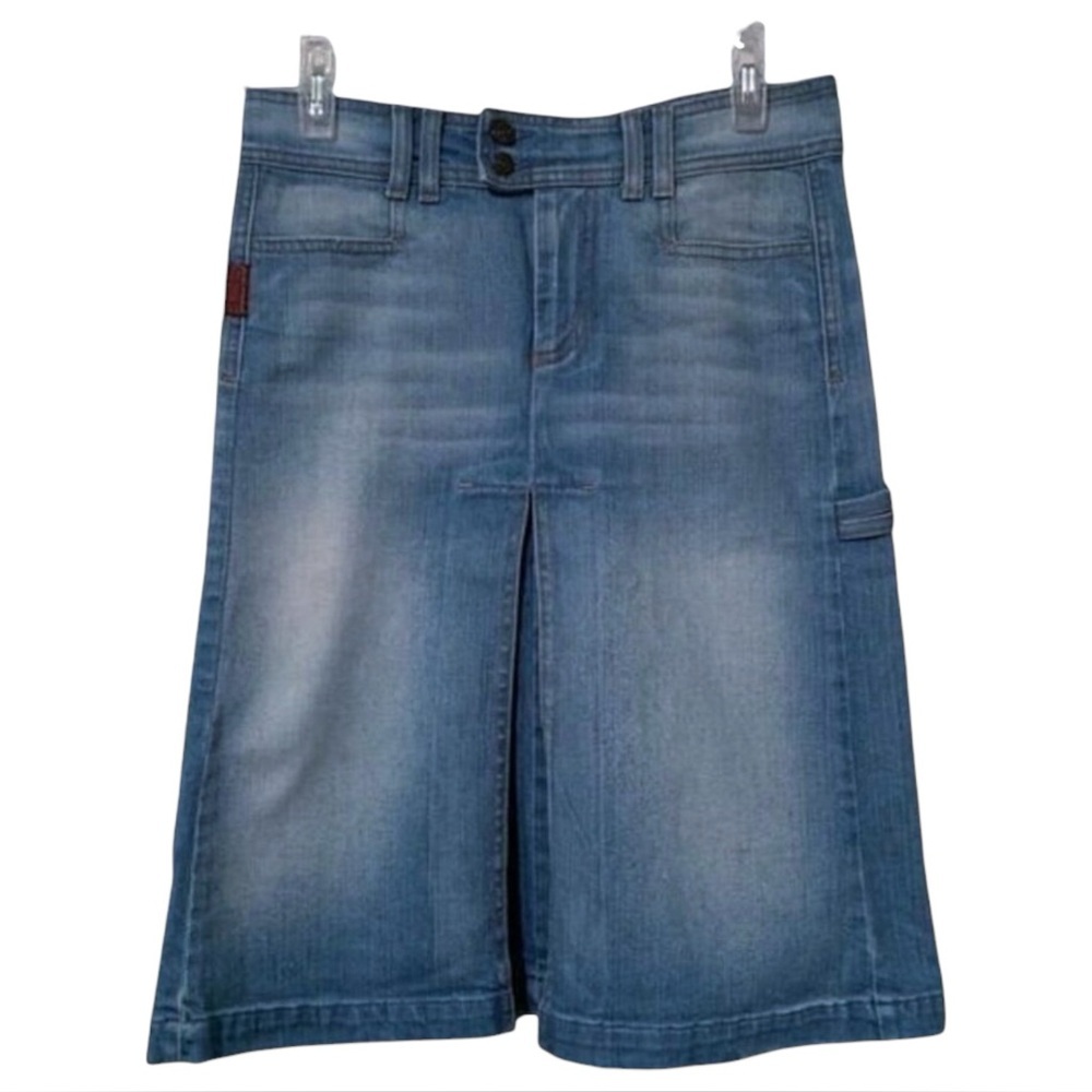 7 For All Mankind Wash Denim Midi Jean Skirt Size 26 Medium